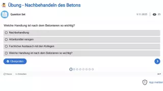 Interaktion: Nachbehandeln des Betons Übung