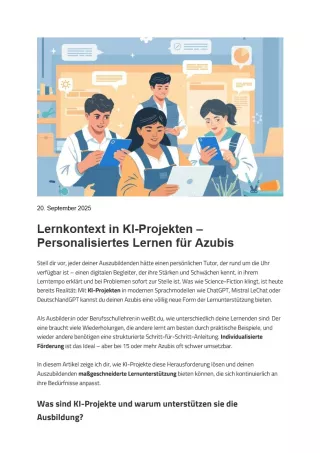 Text: Lernkontext in KI-Projekten – Personalisiertes Lernen für Azubis