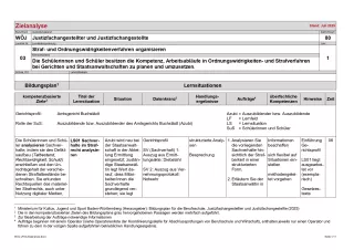 Unterrichtsplanung: Zielanalyse Lernfeld 3 - Straf- und Ordnungswidrigkeitenverfahren organisieren (DOCX)