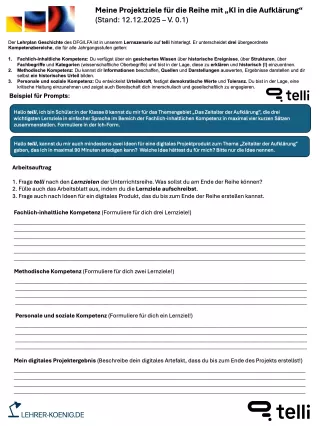 Bild: Projektziele - Arbeitsblatt