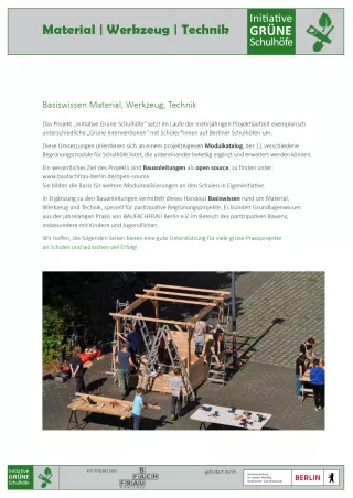 Unterrichtsbaustein: Basiswissen Material, Werkzeug, Technik