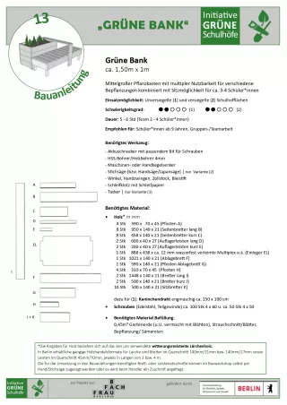 Anleitung: Bauanleitung 14 Grüne Bank