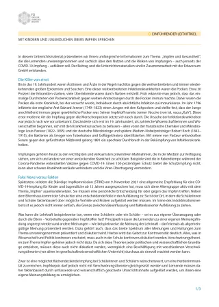 Text: Impfungen: Kleiner Piks - große Wirkung: Einleitung mit Experiment