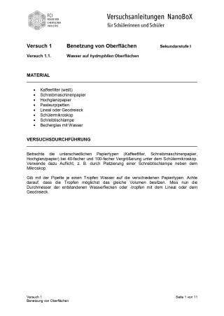 Experiment: Nanotechnologie - Experimente