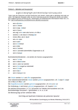 Merkblatt: Sag's auf Polnisch! | Alphabet und Aussprache | Polnisch