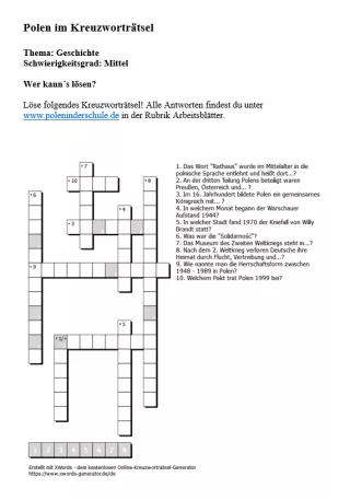 Arbeitsblatt: Polnische Geschichte | mittelschwer
