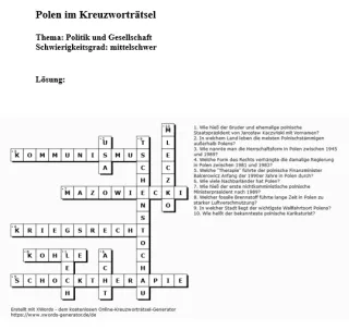 Arbeitsblatt: Politik und Gesellschaft in Polen | mittelschwer (Lösung)