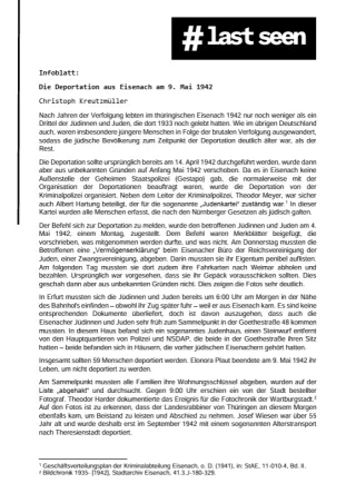 Handreichung: #LastSeen | Infoblatt Deportation Eisenach