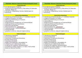 Text: Checkliste Inklusiver Unterricht (Förderschwerpunkt Lernen)
