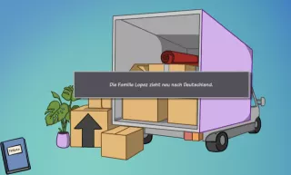 Lernspiel: Mein Weg nach Deutschland | Unser neues Zuhause - Deutsch üben mit KI | Lernspiel