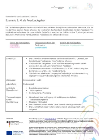 Unterrichtsplanung: Szenario 2: KI als Feedbackgeber