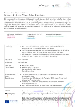 Unterrichtsplanung: Szenario 4: KI zum Führen fiktiver Interviews