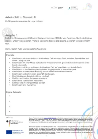 Arbeitsblatt: Arbeitsblatt zu Szenario 8: KI-Bildgenerierung unter die Lupe nehmen