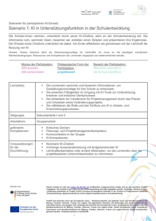 Unterrichtsplanung: Szenario 1: KI in Unterstützungsfunktion in der Schulentwicklung