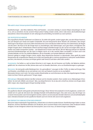 Unterrichtsbaustein: Impfungen: Kleiner Piks - große Wirkung: Immunsystem - Schülerversion