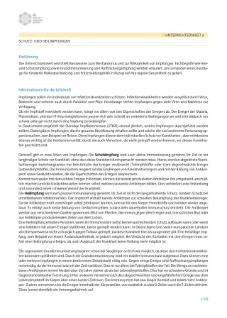 Unterrichtsplanung: Impfungen: Kleiner Piks - große Wirkung: Impfungen - Didaktische Hinweise