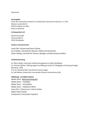 Sonstiges: Impfungen: Kleiner Piks - große Wirkung: Impressum