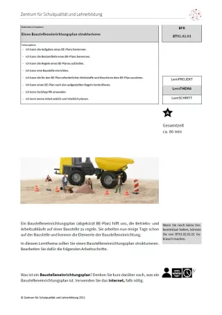 Arbeitsblatt: Einen Baustelleneinrichtungsplan strukturieren (Niveau A | PDF)