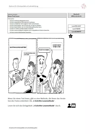 Arbeitsblatt: Einen Text lesen (Niveau A | PDF)