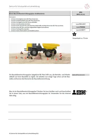 Arbeitsblatt: Einen Baustelleneinrichtungsplan strukturieren (Niveau B | PDF)