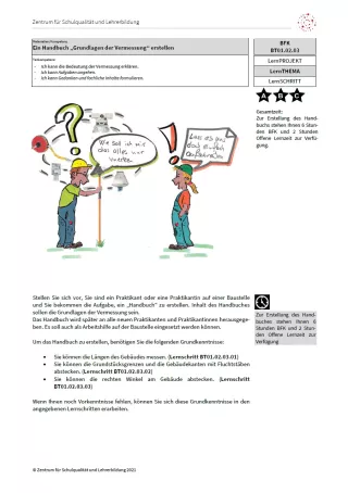 Arbeitsblatt: Ein Handbuch „Grundlagen der Vermessung“ erstellen (Niveau A, B, C | PDF)