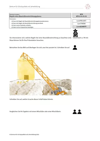 Arbeitsblatt: Regeln eines Baustelleneinrichtungsplanes (Niveau C | PDF)