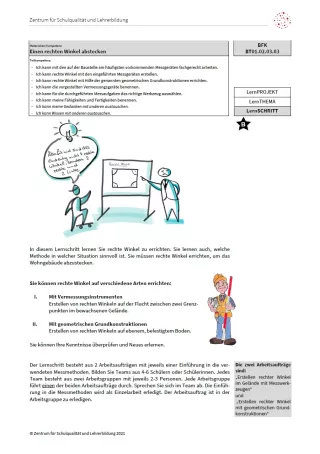 Arbeitsblatt: Einen rechten Winkel abstecken (Niveau B | PDF)