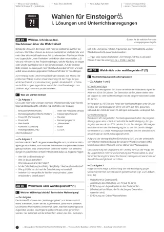 Arbeitsblatt: Wahlen für Einsteiger | Lehrerteil