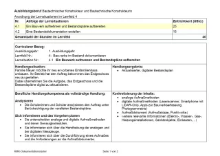 Unterrichtsplanung: 1. Lernsituation zu LF 4: Ein Bauwerk aufnehmen und Bestandspläne aufbereiten (neuer Rahmenlehrplan, gültig ab 2026)