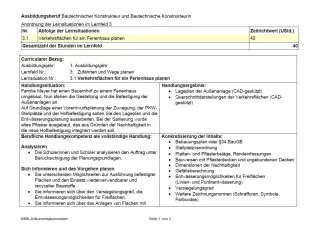 Unterrichtsplanung: 1. Lernsituation zu LF 3: Verkehrsflächen für ein Ferienhaus planen (neuer Rahmenlehrplan, gültig ab 2026)