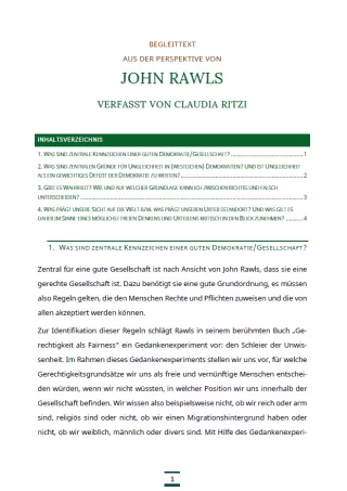 Text: Medienpaket 5 | Gute Demokratie | Autorentexte - John Rawls