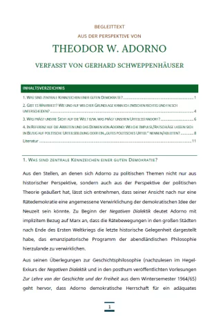 Text: Medienpaket 5 | Gute Demokratie | Autorentexte - T. W. Adorno