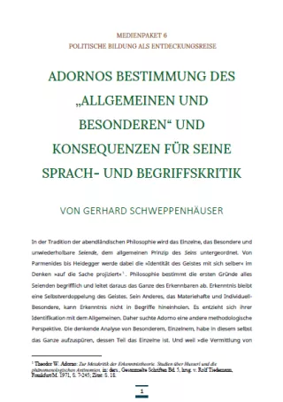 Text: Medienpaket 6 | Politische Bildung als Entdeckungsreise | Wissenschaftlicher Begleittext