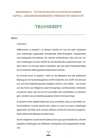 Text: Medienpaket 6 | Politische Bildung als Entdeckungsreise | Kapitel 3 - Transkript zum Video 2