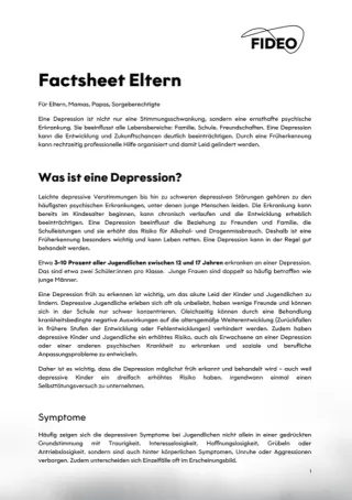 Merkblatt: Factsheets zum Thema Depression | Eltern