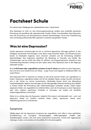 Merkblatt: Factsheets zum Thema Depression | Pädagogen