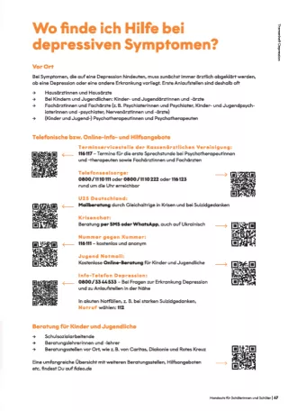 Merkblatt: Wo finde ich Hilfe bei depressiven Symptomen | Handout
