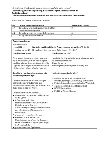 Unterrichtsplanung: Herstellung einer Lehre aus Stahl planen