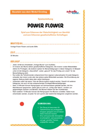 Unterrichtsbaustein: Zukunftskunst | Modul 1 | Power Flower - Spielanleitung