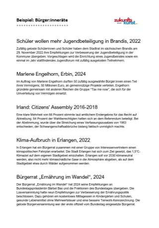 Unterrichtsbaustein: Zukunftskunst | Modul 3 | Experiment Klimarat - Beispiel Bürger:innenräte