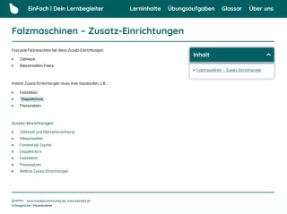 Webseite: Falzmaschinen - Zusatz-Einrichtungen