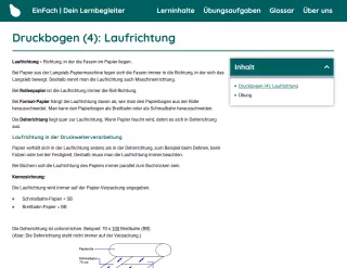 Webseite: Druckbogen (4): Laufrichtung