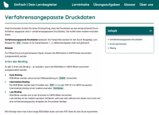 Webseite: Verfahrensangepasste Druckdaten