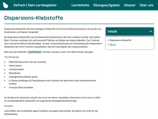 Webseite: Dispersions-Klebstoffe