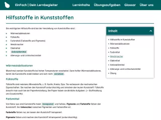 Webseite: Hilfsstoffe in Kunststoffen