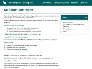Webseite: Klebstoff auftragen