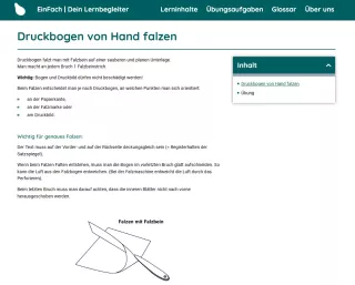Webseite: Druckbogen von Hand falzen