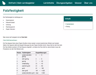 Webseite: Falzfestigkeit