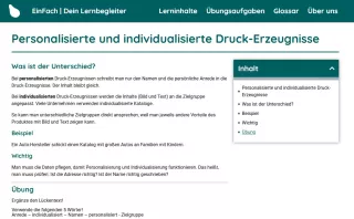 Webseite: Personalisierte und individualisierte Druck-Erzeugnisse