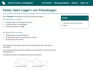 Webseite: Fehler beim Lagern von Planobogen